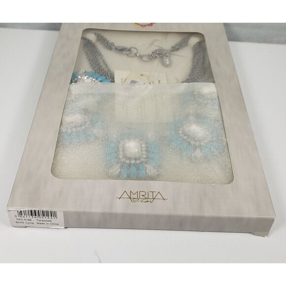Amrita Singh Majestic Turquoise Austrian Crystal Statement Necklace Gift Box - Picture 11 of 15
